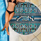 Maori Matariki Beach Blanket Green Galaxy Aesthetic Koru Art