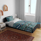 Maori Matariki Bedding Set Green Galaxy Aesthetic Koru Art