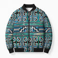 Maori Matariki Bomber Puffer Jacket Green Galaxy Aesthetic Koru Art
