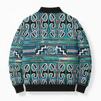 Maori Matariki Bomber Puffer Jacket Green Galaxy Aesthetic Koru Art