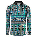 Maori Matariki Button Sweatshirt Green Galaxy Aesthetic Koru Art