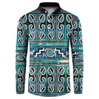 Maori Matariki Button Sweatshirt Green Galaxy Aesthetic Koru Art