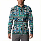 Maori Matariki Button Sweatshirt Green Galaxy Aesthetic Koru Art