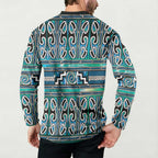Maori Matariki Button Sweatshirt Green Galaxy Aesthetic Koru Art