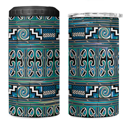 Maori Matariki 4 in 1 Can Cooler Tumbler Green Galaxy Aesthetic Koru Art