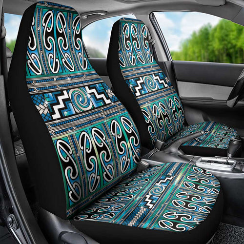 Maori Matariki Car Seat Cover Green Galaxy Aesthetic Koru Art