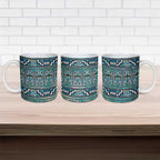 Maori Matariki Ceramic Mug Green Galaxy Aesthetic Koru Art