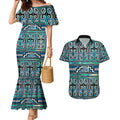Maori Matariki Couples Matching Mermaid Dress and Hawaiian Shirt Green Galaxy Aesthetic Koru Art