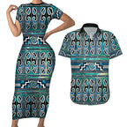 Maori Matariki Couples Matching Short Sleeve Bodycon Dress and Hawaiian Shirt Green Galaxy Aesthetic Koru Art