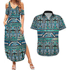 Maori Matariki Couples Matching Summer Maxi Dress and Hawaiian Shirt Green Galaxy Aesthetic Koru Art
