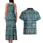 Maori Matariki Couples Matching Tank Maxi Dress and Hawaiian Shirt Green Galaxy Aesthetic Koru Art