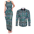 Maori Matariki Couples Matching Tank Maxi Dress and Long Sleeve Button Shirt Green Galaxy Aesthetic Koru Art
