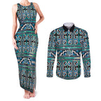 Maori Matariki Couples Matching Tank Maxi Dress and Long Sleeve Button Shirt Green Galaxy Aesthetic Koru Art