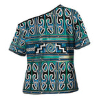 Maori Matariki Cross Shoulder Shirt Green Galaxy Aesthetic Koru Art