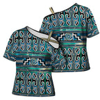 Maori Matariki Cross Shoulder Shirt Green Galaxy Aesthetic Koru Art