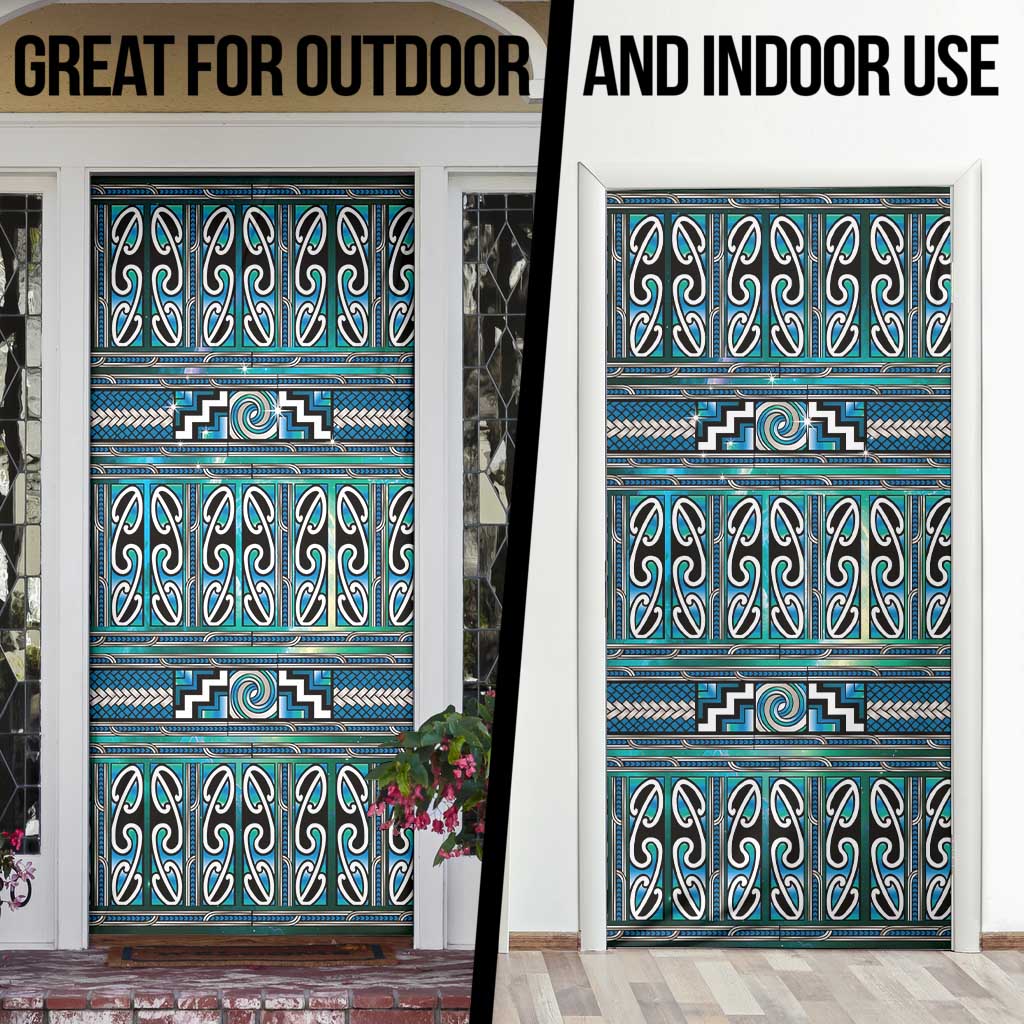 Maori Matariki Door Cover Green Galaxy Aesthetic Koru Art