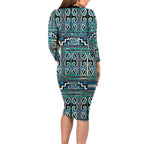 Maori Matariki Family Matching Long Sleeve Bodycon Dress and Hawaiian Shirt Green Galaxy Aesthetic Koru Art