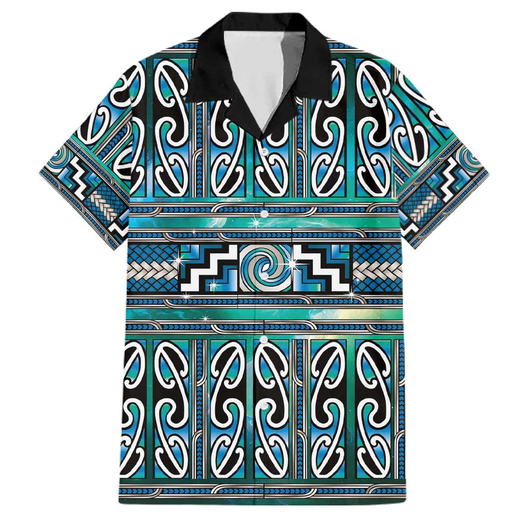 Maori Matariki Family Matching Mermaid Dress and Hawaiian Shirt Green Galaxy Aesthetic Koru Art