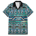 Maori Matariki Family Matching Off Shoulder Maxi Dress and Hawaiian Shirt Green Galaxy Aesthetic Koru Art
