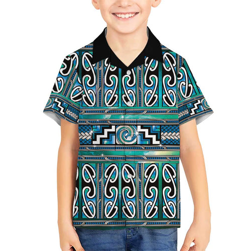 Maori Matariki Family Matching Off Shoulder Maxi Dress and Hawaiian Shirt Green Galaxy Aesthetic Koru Art
