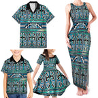Maori Matariki Family Matching Tank Maxi Dress and Hawaiian Shirt Green Galaxy Aesthetic Koru Art