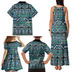Maori Matariki Family Matching Tank Maxi Dress and Hawaiian Shirt Green Galaxy Aesthetic Koru Art