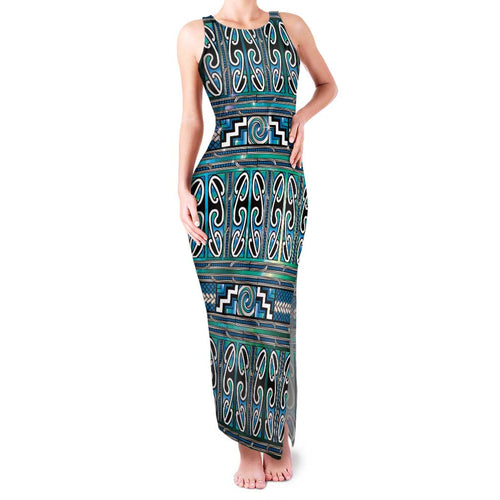 Maori Matariki Family Matching Tank Maxi Dress and Hawaiian Shirt Green Galaxy Aesthetic Koru Art