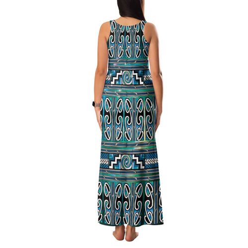 Maori Matariki Family Matching Tank Maxi Dress and Hawaiian Shirt Green Galaxy Aesthetic Koru Art
