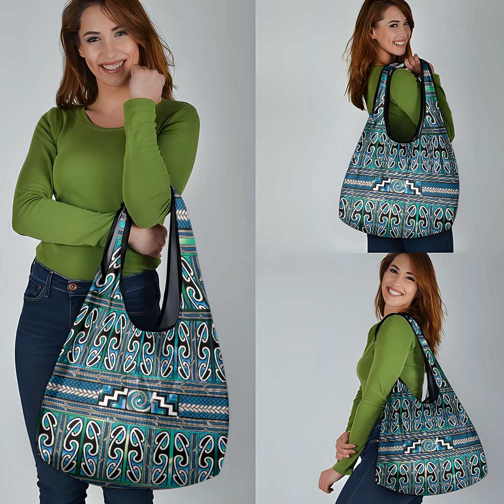 Maori Matariki Grocery Bag Green Galaxy Aesthetic Koru Art