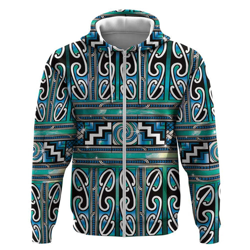 Maori Matariki Hoodie Green Galaxy Aesthetic Koru Art