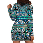 Maori Matariki Hoodie Dress Green Galaxy Aesthetic Koru Art