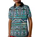 Maori Matariki Kid Polo Shirt Green Galaxy Aesthetic Koru Art