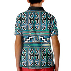 Maori Matariki Kid Polo Shirt Green Galaxy Aesthetic Koru Art