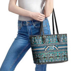 Maori Matariki Leather Tote Bag Green Galaxy Aesthetic Koru Art