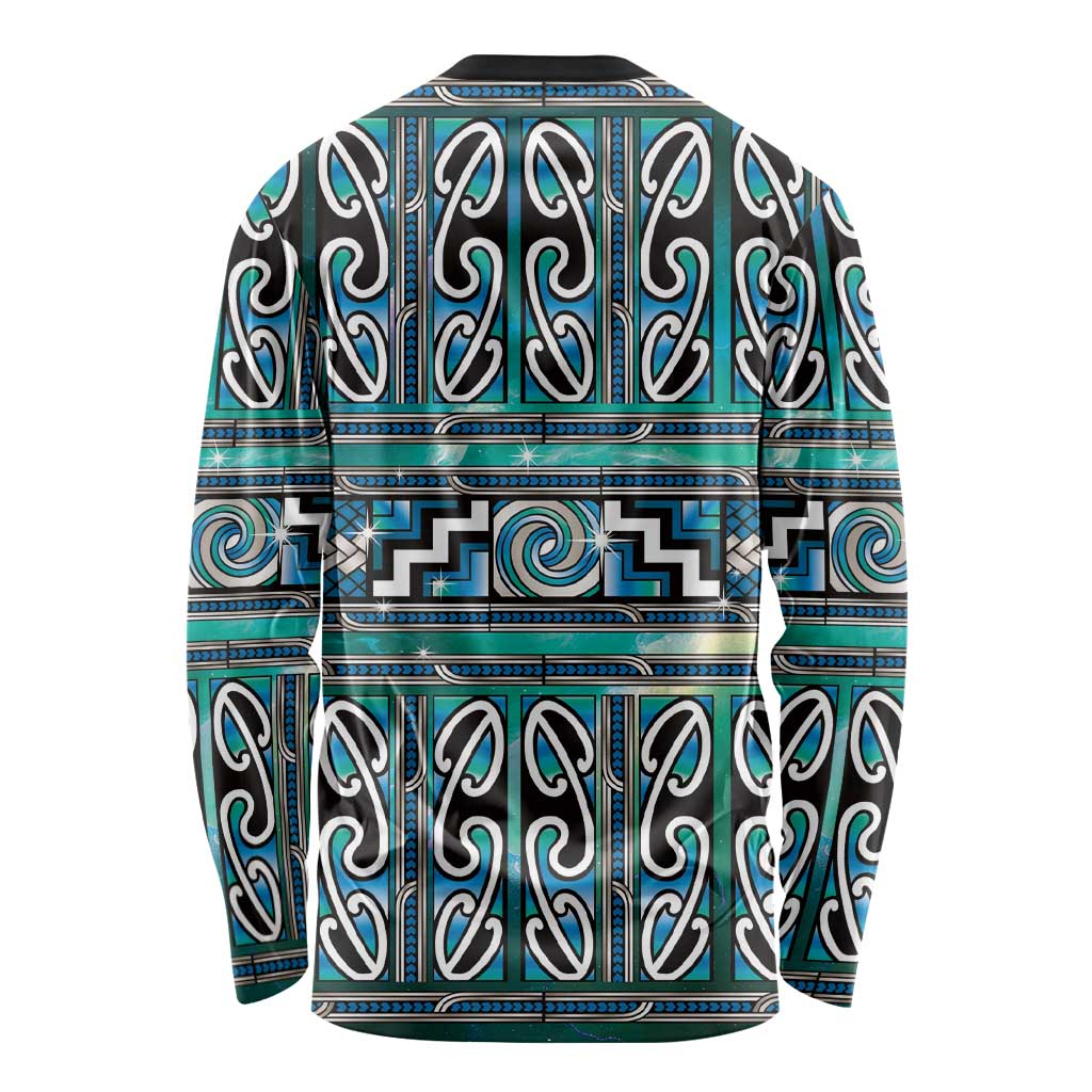 Maori Matariki Long Sleeve Shirt Green Galaxy Aesthetic Koru Art