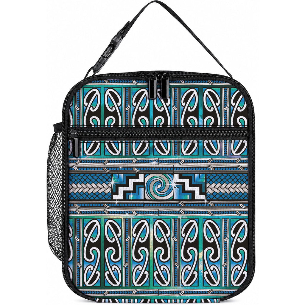 Maori Matariki Lunch Bag Green Galaxy Aesthetic Koru Art