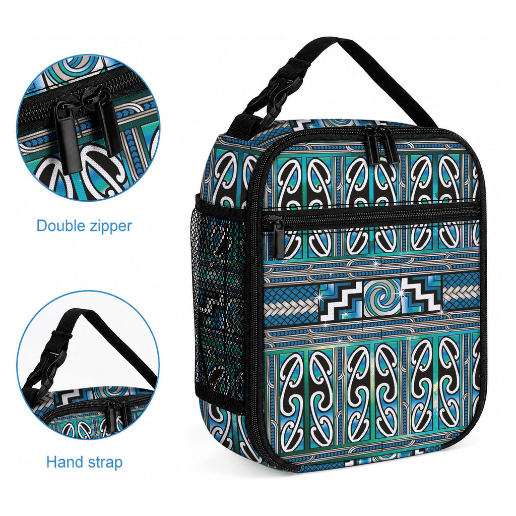 Maori Matariki Lunch Bag Green Galaxy Aesthetic Koru Art