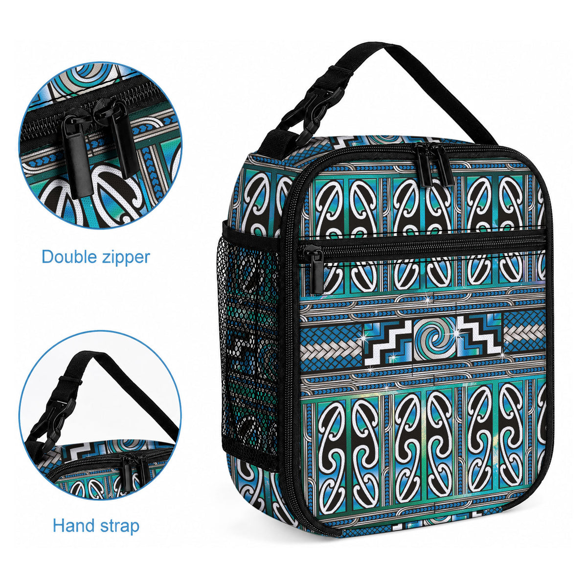 Maori Matariki Lunch Bag Green Galaxy Aesthetic Koru Art