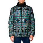Maori Matariki Padded Jacket Green Galaxy Aesthetic Koru Art