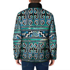 Maori Matariki Padded Jacket Green Galaxy Aesthetic Koru Art