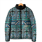 Maori Matariki Padded Jacket Green Galaxy Aesthetic Koru Art