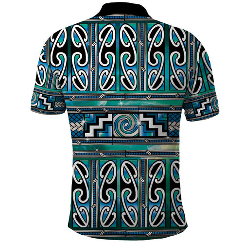Maori Matariki Polo Shirt Green Galaxy Aesthetic Koru Art