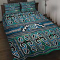 Maori Matariki Quilt Bed Set Green Galaxy Aesthetic Koru Art