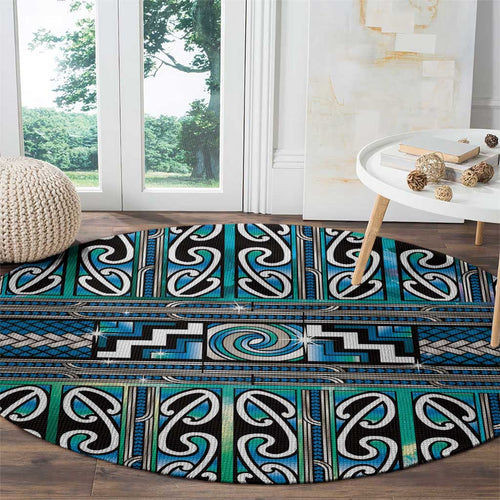Maori Matariki Round Carpet Green Galaxy Aesthetic Koru Art