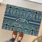 Maori Matariki Rubber Doormat Green Galaxy Aesthetic Koru Art
