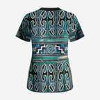 Maori Matariki Scrub Top Green Galaxy Aesthetic Koru Art