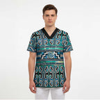 Maori Matariki Scrub Top Green Galaxy Aesthetic Koru Art