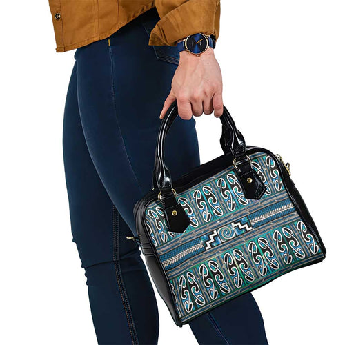 Maori Matariki Shoulder Handbag Green Galaxy Aesthetic Koru Art