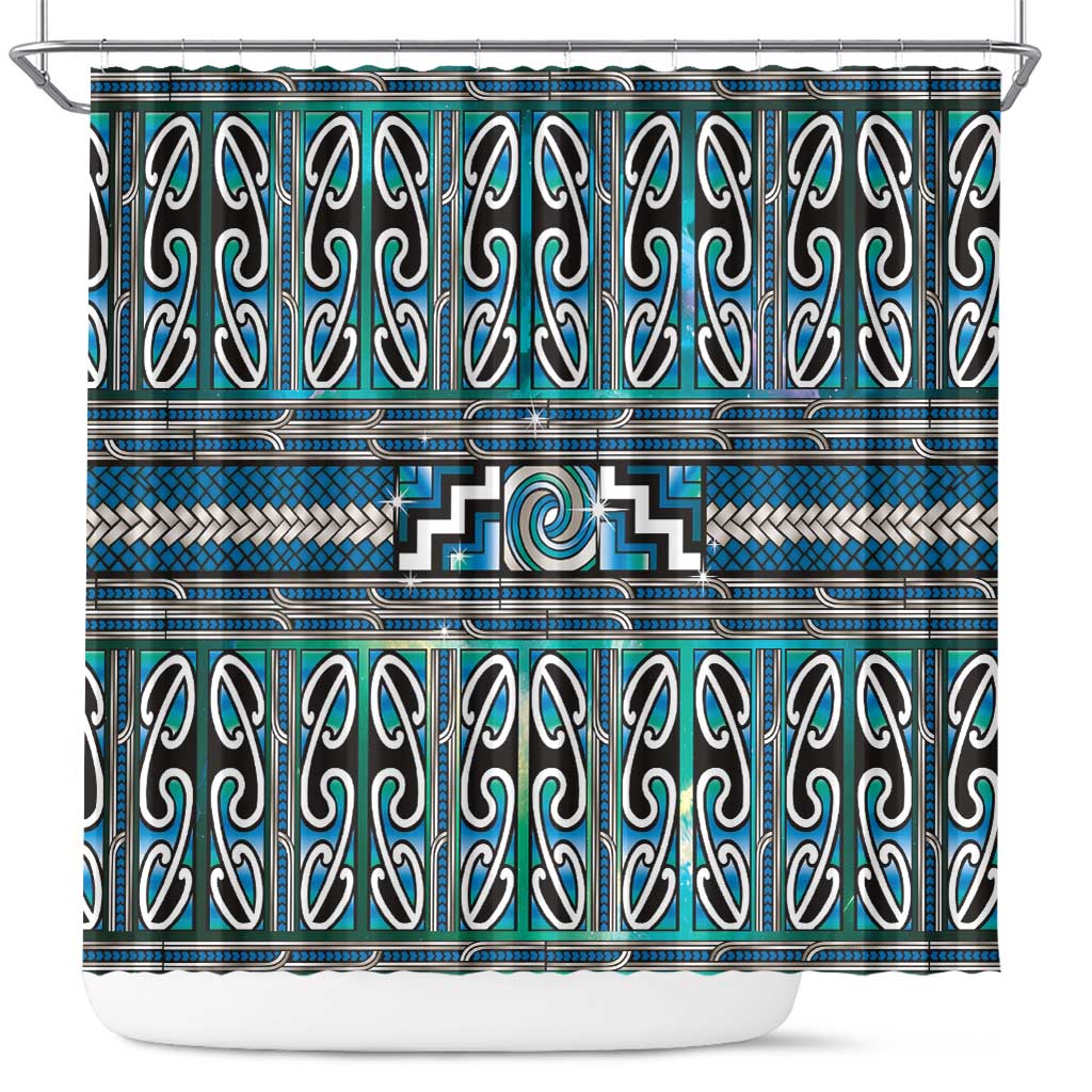 Maori Matariki Shower Curtain Green Galaxy Aesthetic Koru Art