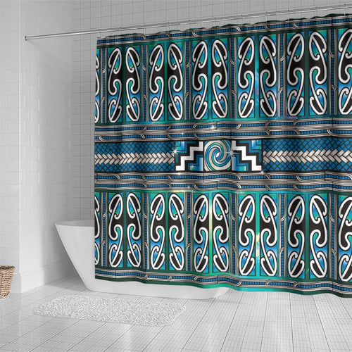Maori Matariki Shower Curtain Green Galaxy Aesthetic Koru Art